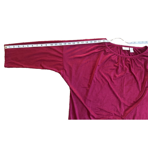 Chico's Top Size 3 (XL/16) Fuchsia Pink Magenta 3/4 Sleeve Soft Silky Top - Picture 3 of 7